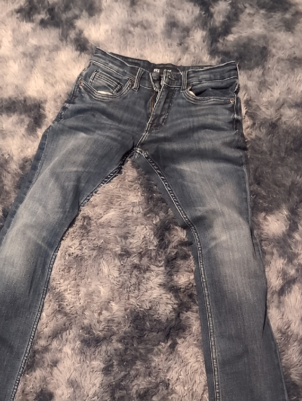 BKE Men's Slim Straight Jeans in Faded Blue Denim